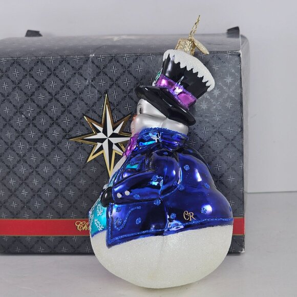 Christopher Radko Mayor Snowfrost Blown Glass Ornament Christmas Snowman - Picture 3 of 9